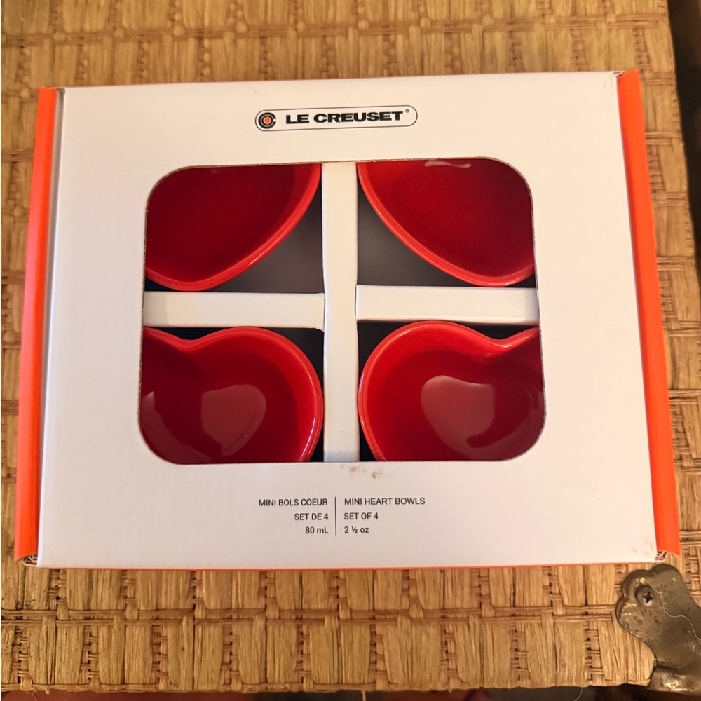 Le Creuset Cerise Heart Pinch Bowls Set of 4